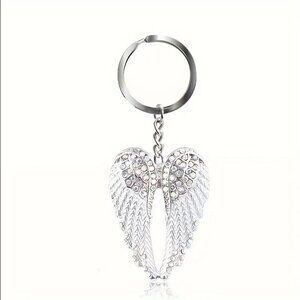 White angel wings keychain and bag charm